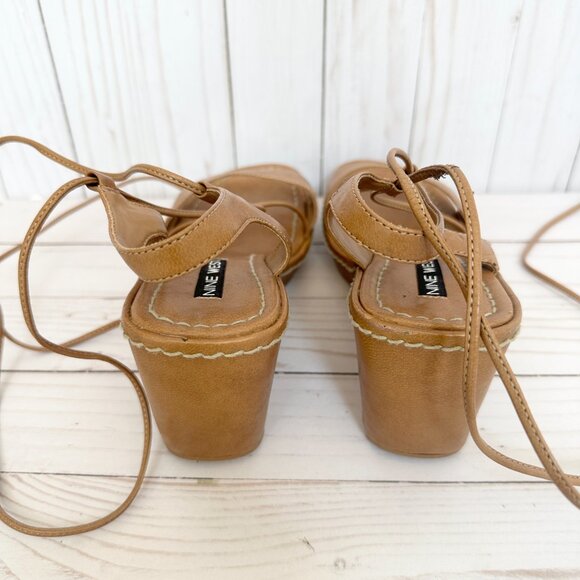 Nine West, Tan, 3.5in Wedges with Ankle Lace Up's, SIze 6 - Picture 3 of 3